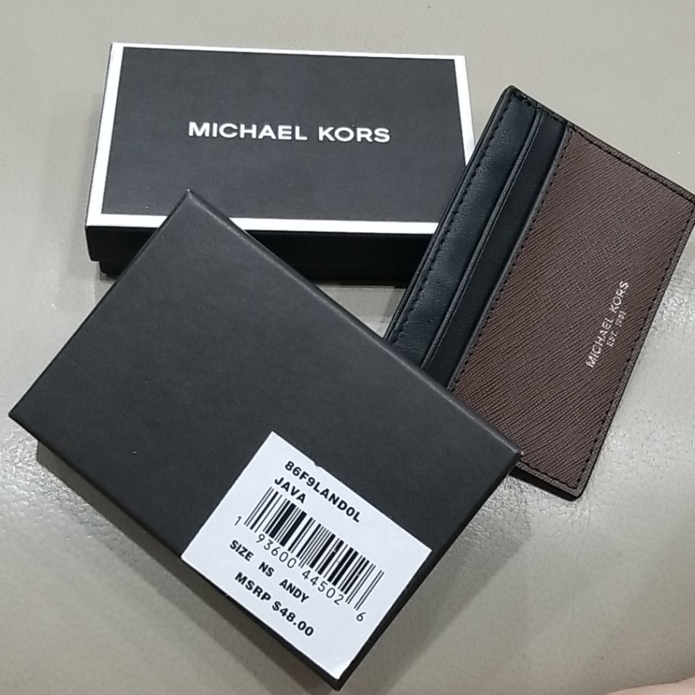 New Michael Kors card holder wallet black and brow - Picture 1 of 7